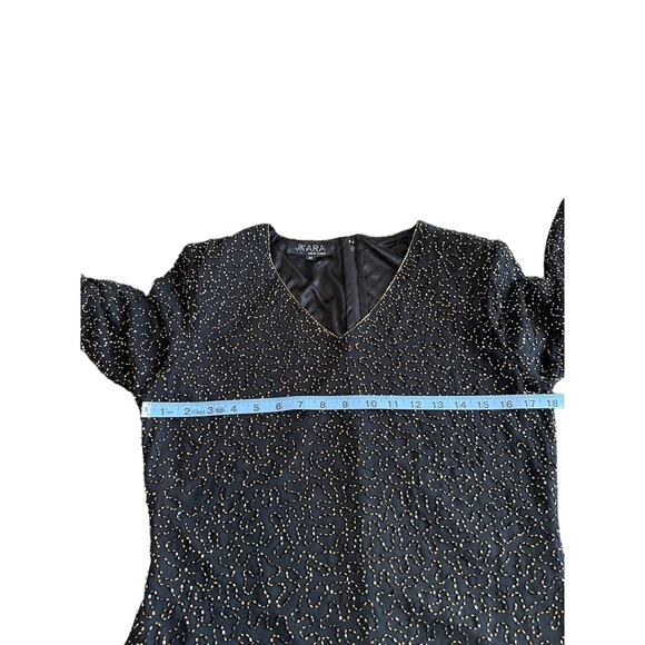 JKara Gold Black Beaded V-Neck Dressy Party Formal Evening Blouse Size Medium - Picture 13 of 15